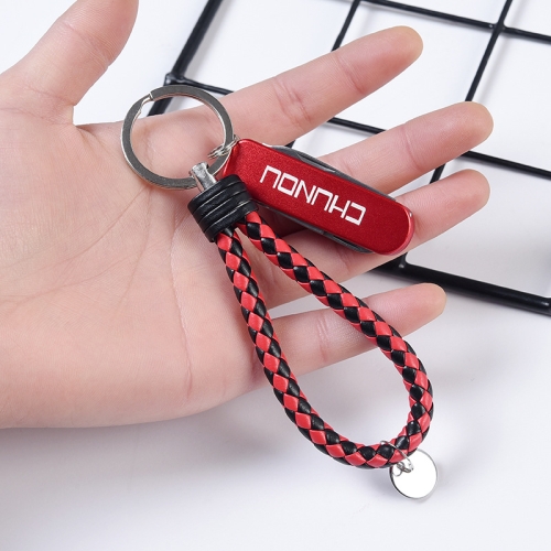 

CHUNOU Multifunctional Stainless Steel Folding Nail Clipper Metal Keychain, Colour: Black Red Rope+Pendant (Red)