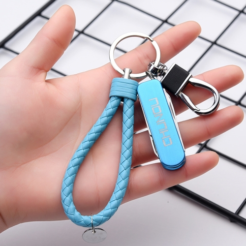 

CHUNOU Multifunctional Stainless Steel Folding Nail Clipper Metal Keychain, Colour: Blue Rope Button+Pendant