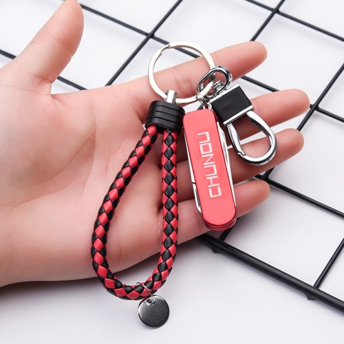 

CHUNOU Multifunctional Stainless Steel Folding Nail Clipper Metal Keychain, Colour: Black Red Button+Pendant