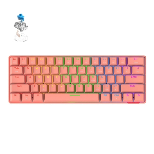 

STK61 61-Keys Full-Key Non-Punch Bluetooth Wired Dual Modes Mechanical Keyboard, Cable Length: 1.6m(Pink Green Shaft)