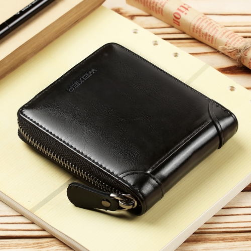 

WEIXIER W98 Men Hand Take Short Wallet Zipper Bag(Black)