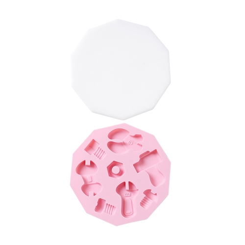 

2 PCS Tool Shape Silicone Ice Tray With Lid Complementary Food Cake Box(Pink)