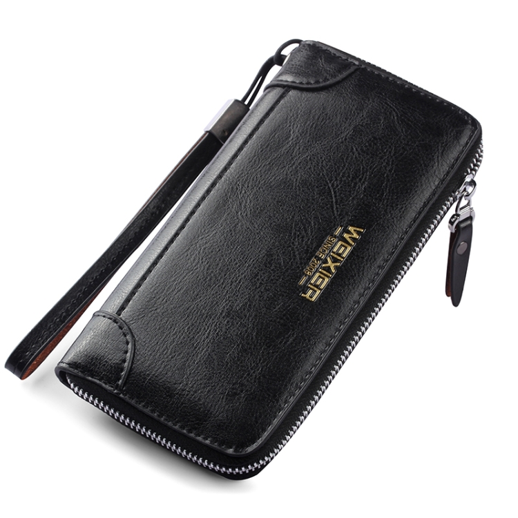 

WEIXIER W95 Retro Business Handbag Casual Long Wallet Men Zipper Wallet(Black)