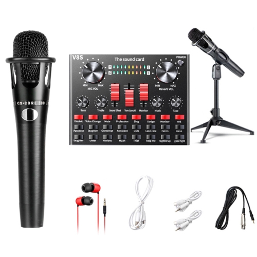 

V8S Live Sound Card Set Microphone Anchor Mobile Phone Computer Recording Microphone, Specification: Tripod