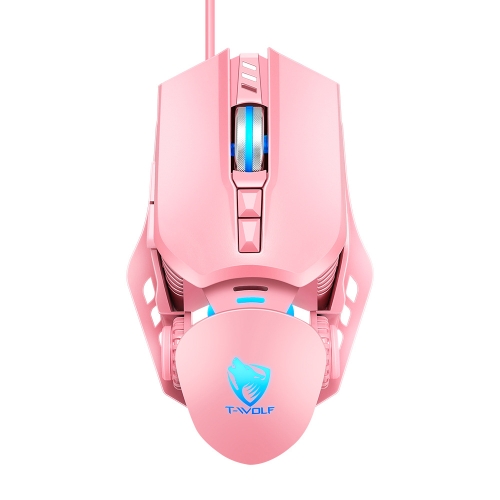 

T-WOLF G530 USB Interface 7-Buttons 6400 DPI Wired Mouse Mechanical Gaming Macro Definition 4-Color Breathing Light Gaming Mouse, Cable Length: 1.5m( Pink)