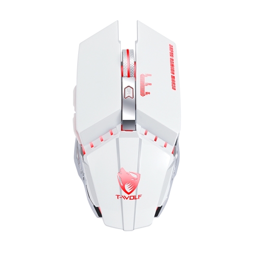 

T-WOLF Q15 6-Buttons 1600 DPI Wireless Rechargeable Mute Office Gaming Mouse with 7 Color Breathing Light(Pearl White)