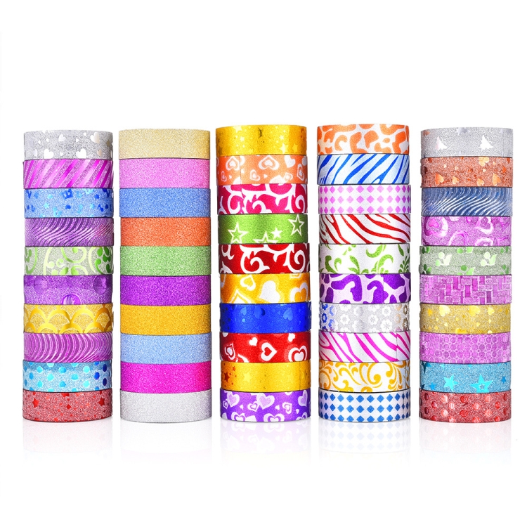 

50 Rolls / Box Glitter Tape Hand Ledger Decoration Sticker