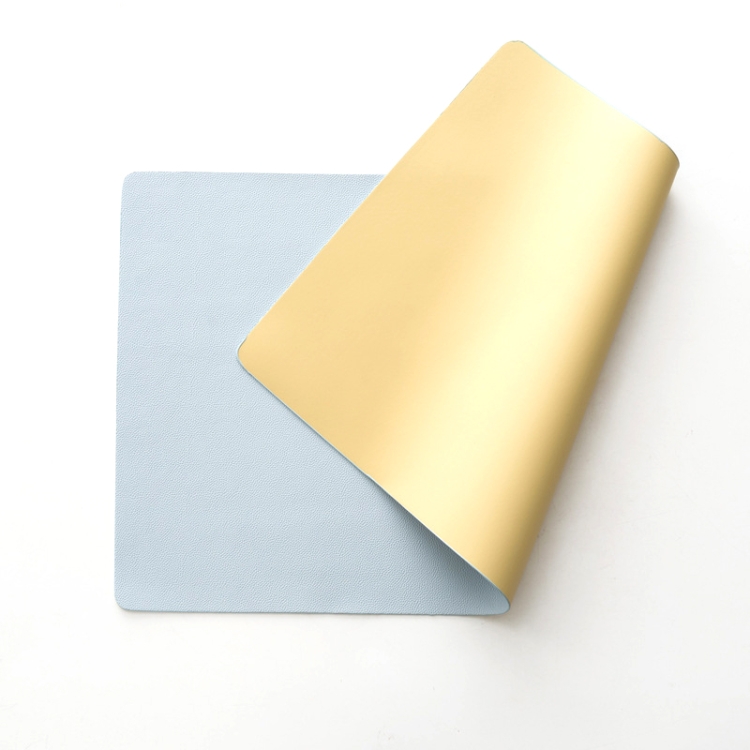 

Double-Sided Leather Table Mat Waterproof Enlarged Mouse Keyboard Pad, Pattern: 8227 Milk Yellow+Light Blue