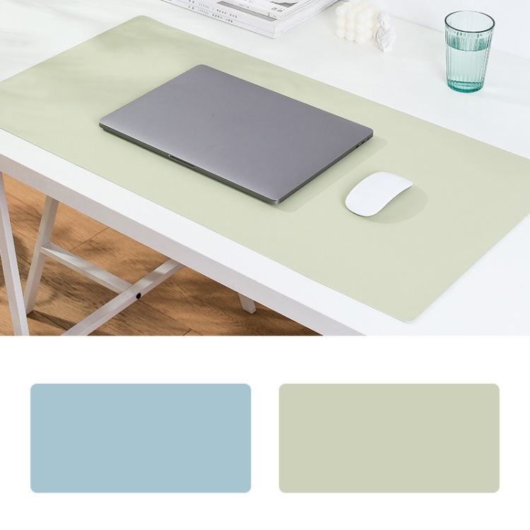 

Double-Sided Leather Table Mat Waterproof Enlarged Mouse Keyboard Pad, Pattern: 8293 Light Blue+Grass Green