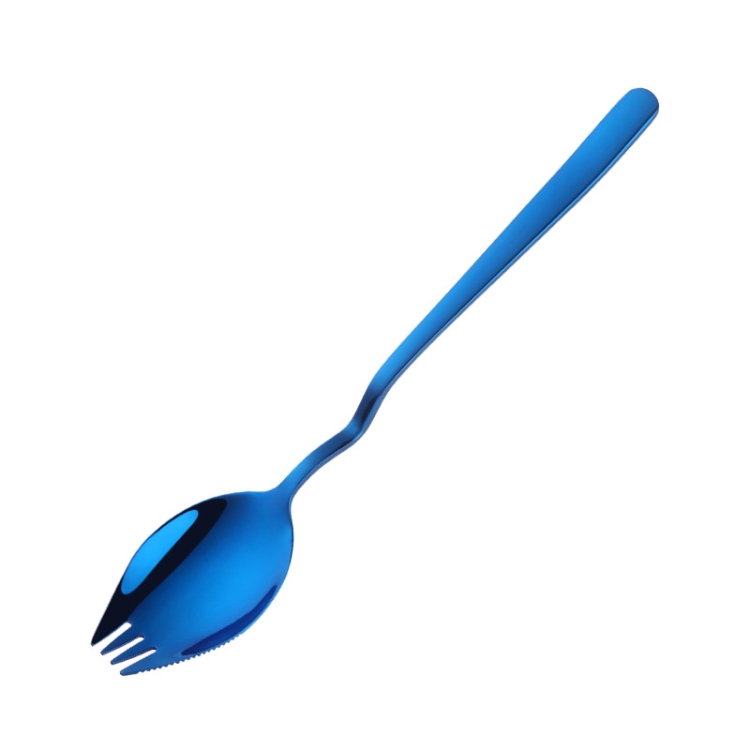 

3 PCS Stainless Steel Instant Noodle Fork Multi-Purpose V-Shaped Knife Fork And Spoon All-In-One Tableware, Colour: Blue