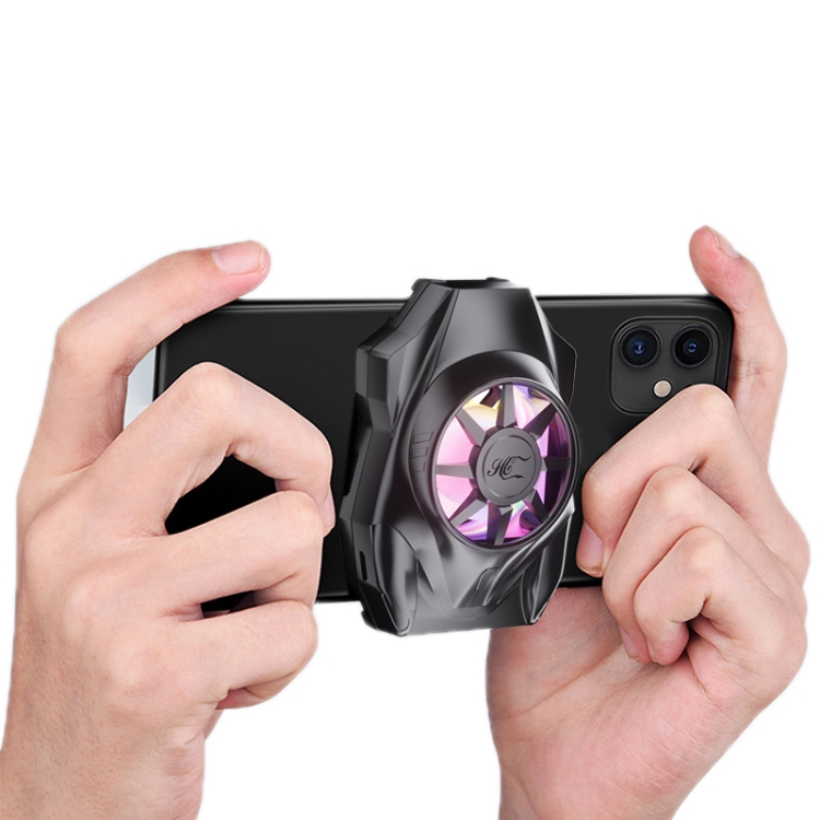 

AS-03 Battery Type Portable All-in-one Fan Mobile Phone Radiator with Colorful Lights(Black)