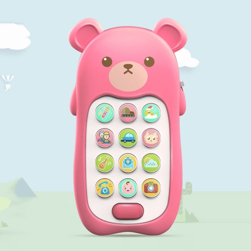 

2 PCS Baby Early Education Chinese-English Bilingual Multifunctional Telephone Toy, Colour: Pink Bear