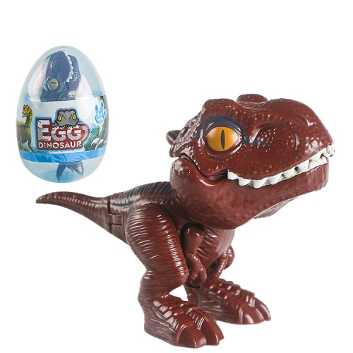 

4 PCS Children Fun Doll Bite Finger Dinosaur Small Toys Simulation Tyrannosaurus Toys, Colour: Deep Brown-Egg