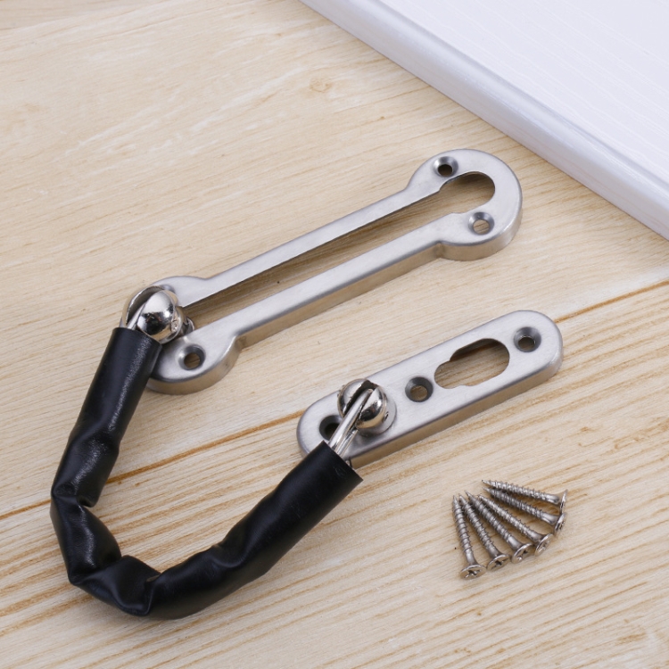 

2 PCS Thickened Anti-Theft Chain Stainless Steel Door Bolts Hotel Room Door Chain Buckle Door Chain, Specification: Large (Silver)
