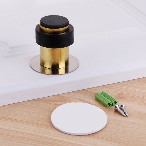 

2 PCS Rubber Anti-Collision Door Gear Punching Stainless Steel Round Door Resistant Home Floor-Shaped Cylindrical Door Touch, Specification: Golden 46mm With Plastic Head+Punch-free