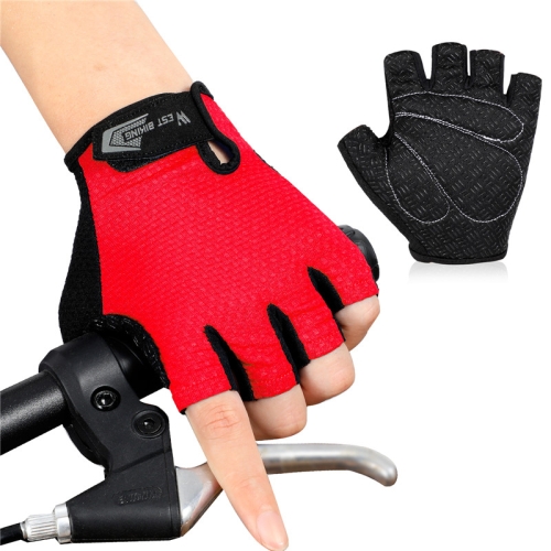 

WEST BIKING YP0211218 Cycling Breathable Short Gloves Non-Slip Half Finger Gloves, Size: M(Red)