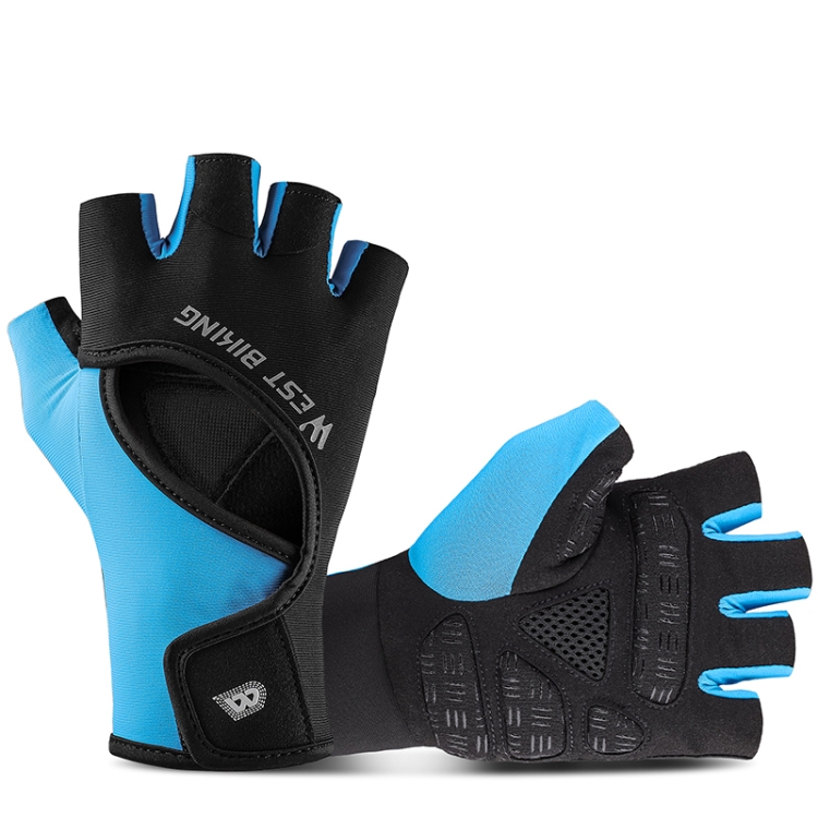 

WEST BIKING YP0211217 Cycling Breathable Silicone Palm Gloves Fitness Training Wrist Guard Sports Gloves, Size: M(Black Blue)