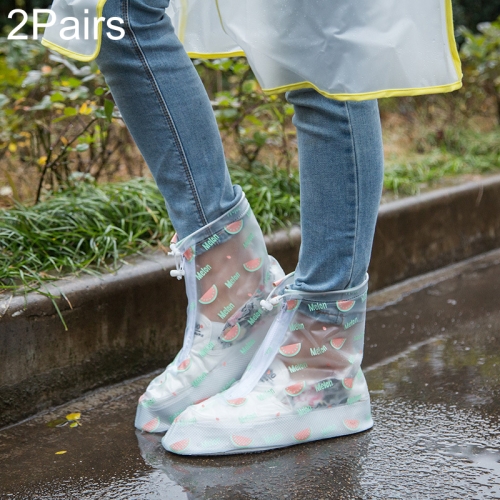 

2 Pairs Y1973 Anti-Slip And Rain-Proof Shoe Cover Thick Wear-Resistant Bottom Mid-Tube Waterproof Shoe Cover, Specification: M(Orange Watermelon)