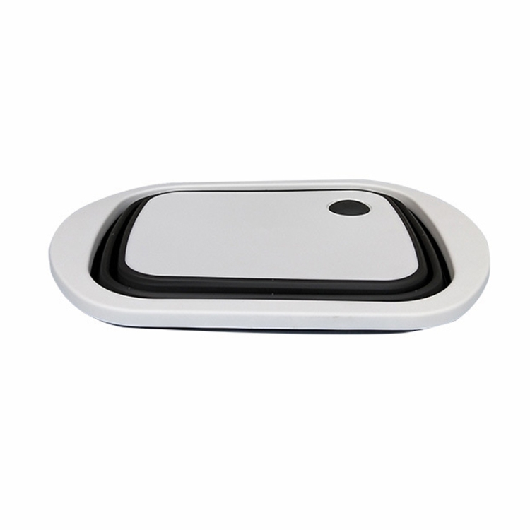 

2 PCS Multifunctional Folding Cutting Board Travel Portable Basin Drain Basket(Coffee White)