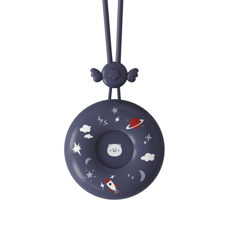

Donut Hanging Neck Fan Cute Leafless Big Wind Power USB Charging Handheld Fan(Star Purple)