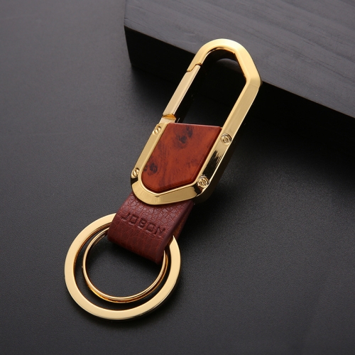 

JOBON ZB-106A Business Men Metal Keychain Double Loop Car Pendant Keychain(Golden)