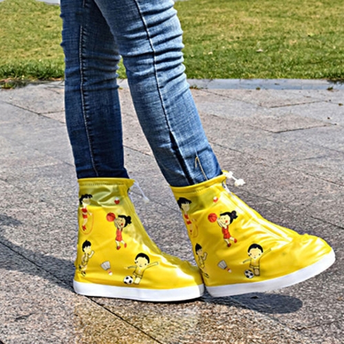 

2 Pairs 905-A Children Rainy Day Cartoon Pattern Waterproof Shoe Cover(Yellow Sports S)