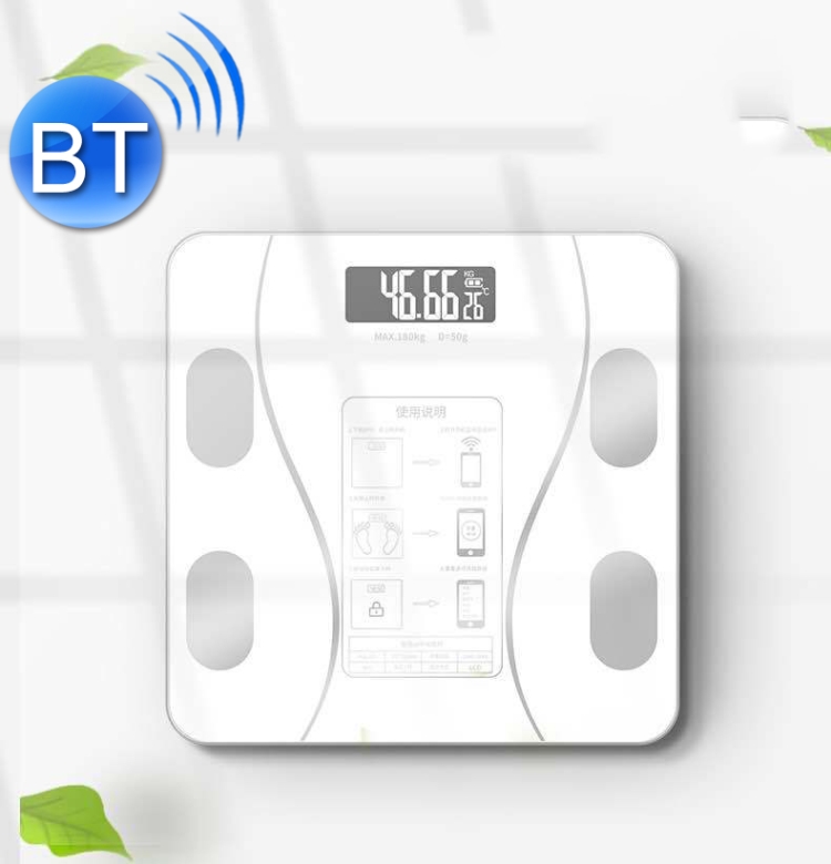 

Smart Bluetooth Weight Scale Home Body Fat Measurement Health Scale Battery Model(Curve White)