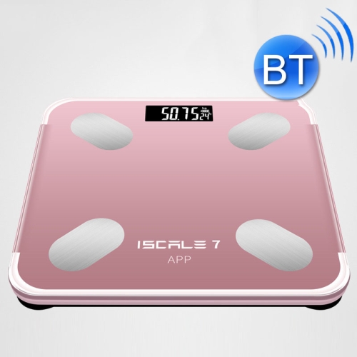 

ISCRLE7 Smart Weight Scale Bluetooth Body Fat Measuring Instrument Battery Model(Rose Gold)