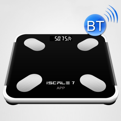 

ISCRLE7 Smart Weight Scale Bluetooth Body Fat Measuring Instrument Battery Model(Bright Black)