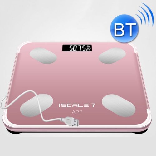 

ISCRLE7 Smart Weight Scale Bluetooth Body Fat Measuring Instrument Light Energy Charging(Rose Gold)