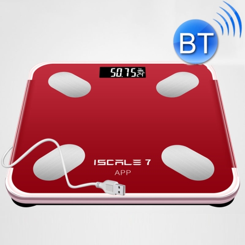 

ISCRLE7 Smart Weight Scale Bluetooth Body Fat Measuring Instrument Light Energy Charging(Red)