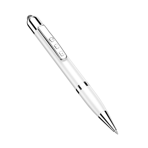 

6 in 1 Multifunctional Metal Stylus Laser Capacitor Pen Recording Electronic Pointer Pen with 8GB U Disk(White)