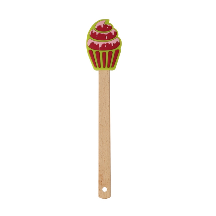 

4 PCS Baking Christmas Silicone Scraper Mini Cream Cake Smear Wooden Handle Baking Tool(Cake)