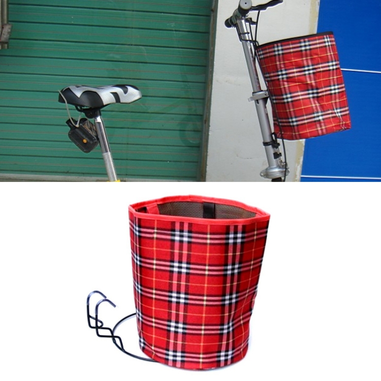 

5 PCS Bicycle Basket Cloth Hanging Basket Folding Bicycle Basket(Red Square)