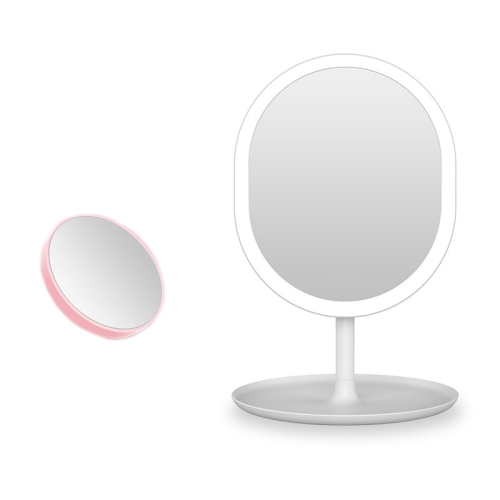 

2 PCS 201 Smart Eye Protection Makeup Mirror With Light, Colour: Charging Three-color Type + Magnifying Glass(White)