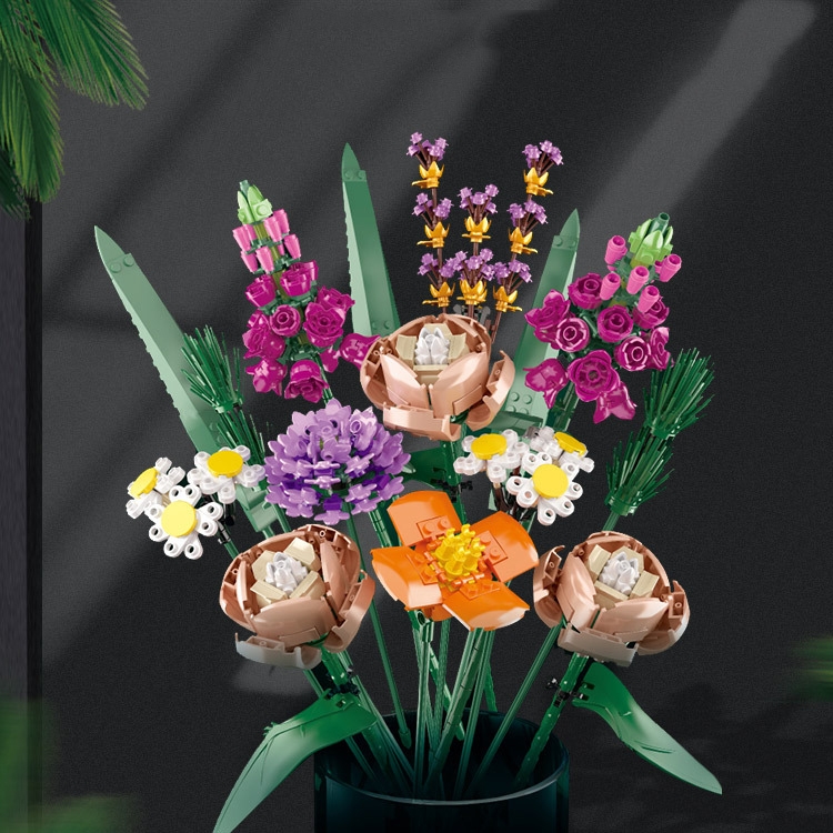 

Building Blocks Flowers Valentine Day Gifts Adult Decompression DIY Bouquet Small Particle Building Blocks, Style: Flowers Bouquet