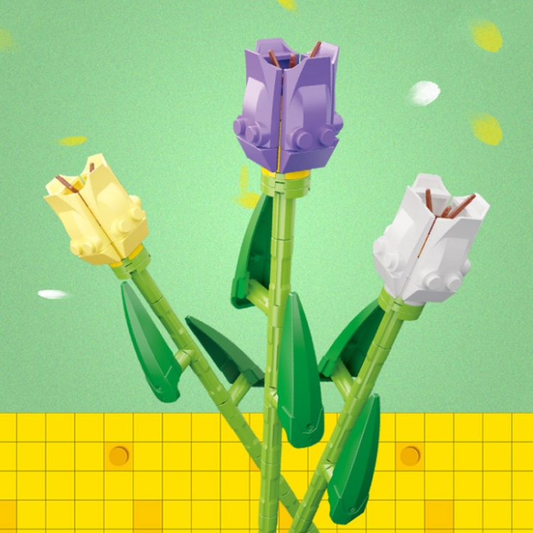 

Building Blocks Flowers Valentine Day Gifts Adult Decompression DIY Bouquet Small Particle Building Blocks, Style: 3 Tulips