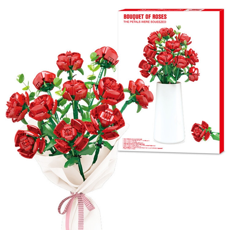 

Building Blocks Flowers Valentine Day Gifts Adult Decompression DIY Bouquet Small Particle Building Blocks, Style: 11 Roses