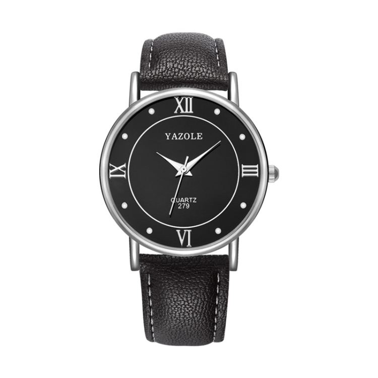 

YAZOLE 279 Business Casual Analog Quartz Couple Watch(Black Tray Black Belt Large)