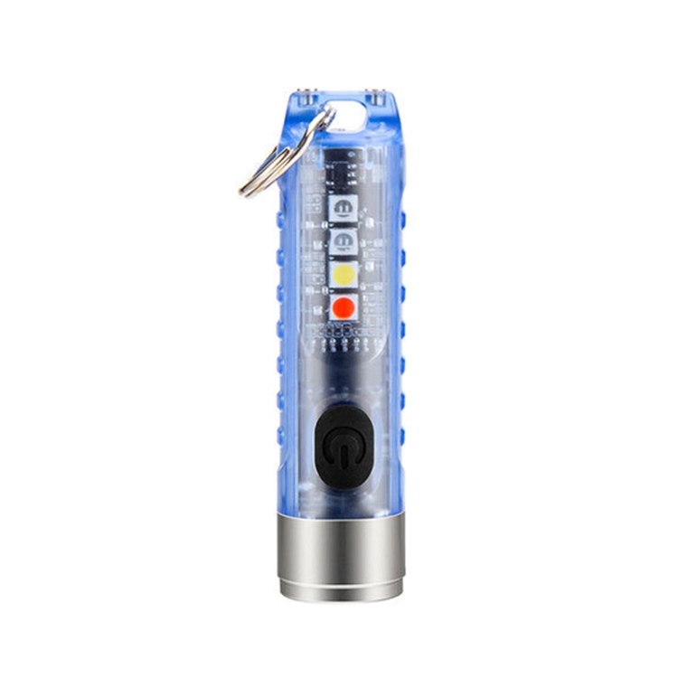 

S11 USB Keychain Mini Flashlight Portable Fluorescent Detection Light Banknote Detector Emergency Multifunctional Flashlight(Transparent Blue)
