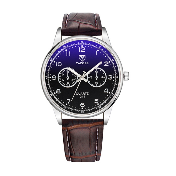 

YAZOLE Men Business Quartz Watch(311 Black Tray Brown Belt)