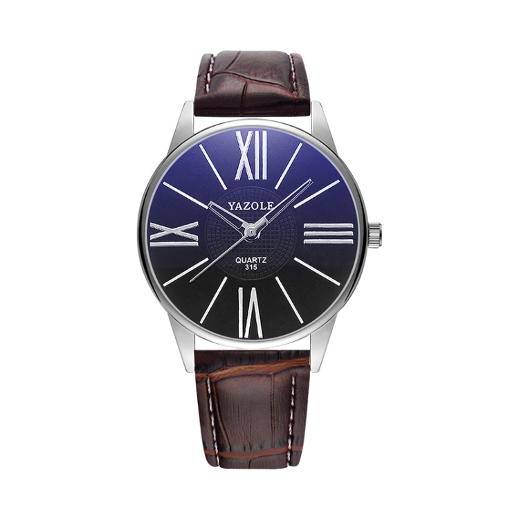 

YAZOLE Men Business Quartz Watch(315 Black Tray Brown Belt)