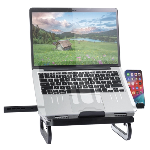 

A23 Foldable Notebook Stand With 10-Speed Adjustment Computer Cooling Lifting Stand, Colour: Detachable Accessories 3.0HUB (Black )