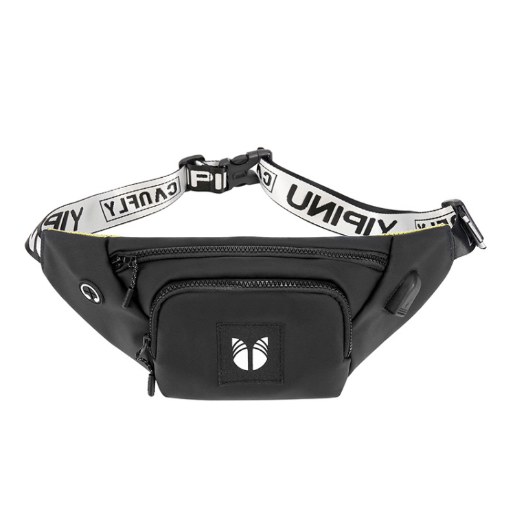 

YIPINU YPU-DS Fashion Chest Bag Messenger Bag Waist Bag Waterproof Sports Mobile Phone Bag with External USB Port(Black)