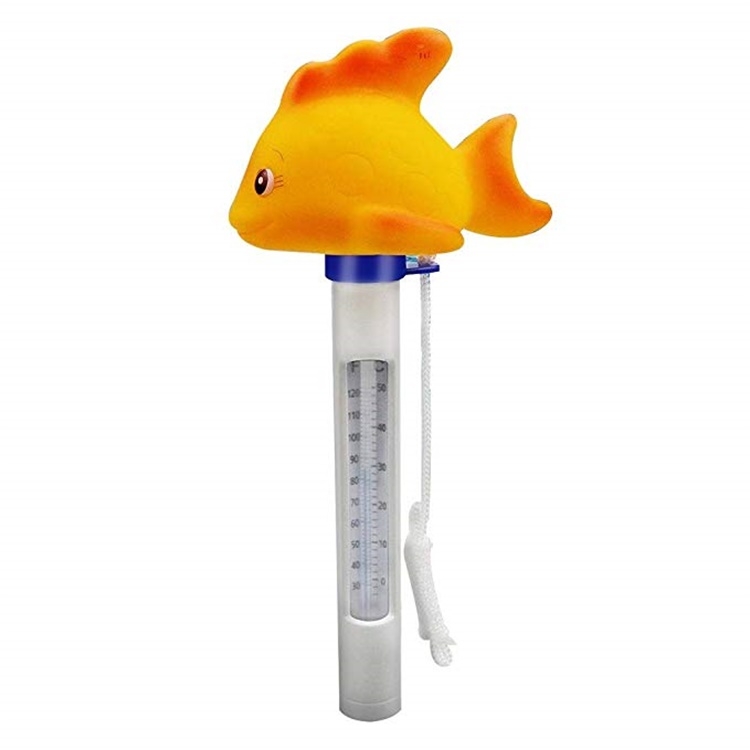 

K-1020D Cartoon Yellow Gold Fish Pool Thermometer Pool Water Temperature Meter