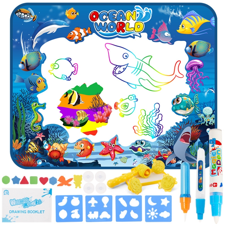 

6614 Children Water Drawing Canvas Magic Graffiti Mat, Size: 100 x 80cm Blue Version