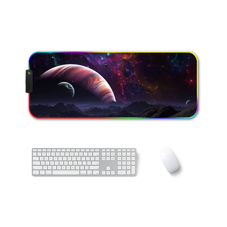 

250x350x3mm F-01 Rubber Thermal Transfer RGB Luminous Non-Slip Mouse Pad(Vast Starry Sky)