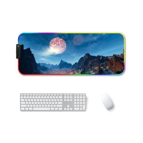 

260x390x4mm F-01 Rubber Thermal Transfer RGB Luminous Non-Slip Mouse Pad(Snow Peak)