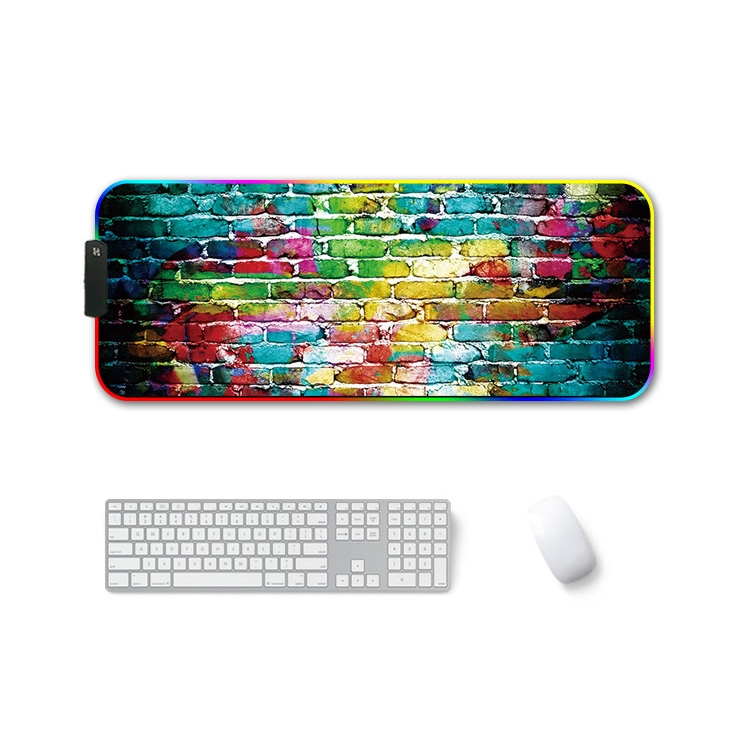 

300x350x4mm F-01 Rubber Thermal Transfer RGB Luminous Non-Slip Mouse Pad(Colorful Brick)