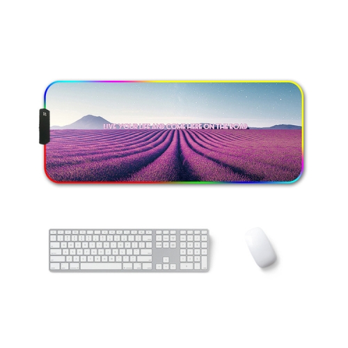 

350x900x4mm F-01 Rubber Thermal Transfer RGB Luminous Non-Slip Mouse Pad(Lavender)